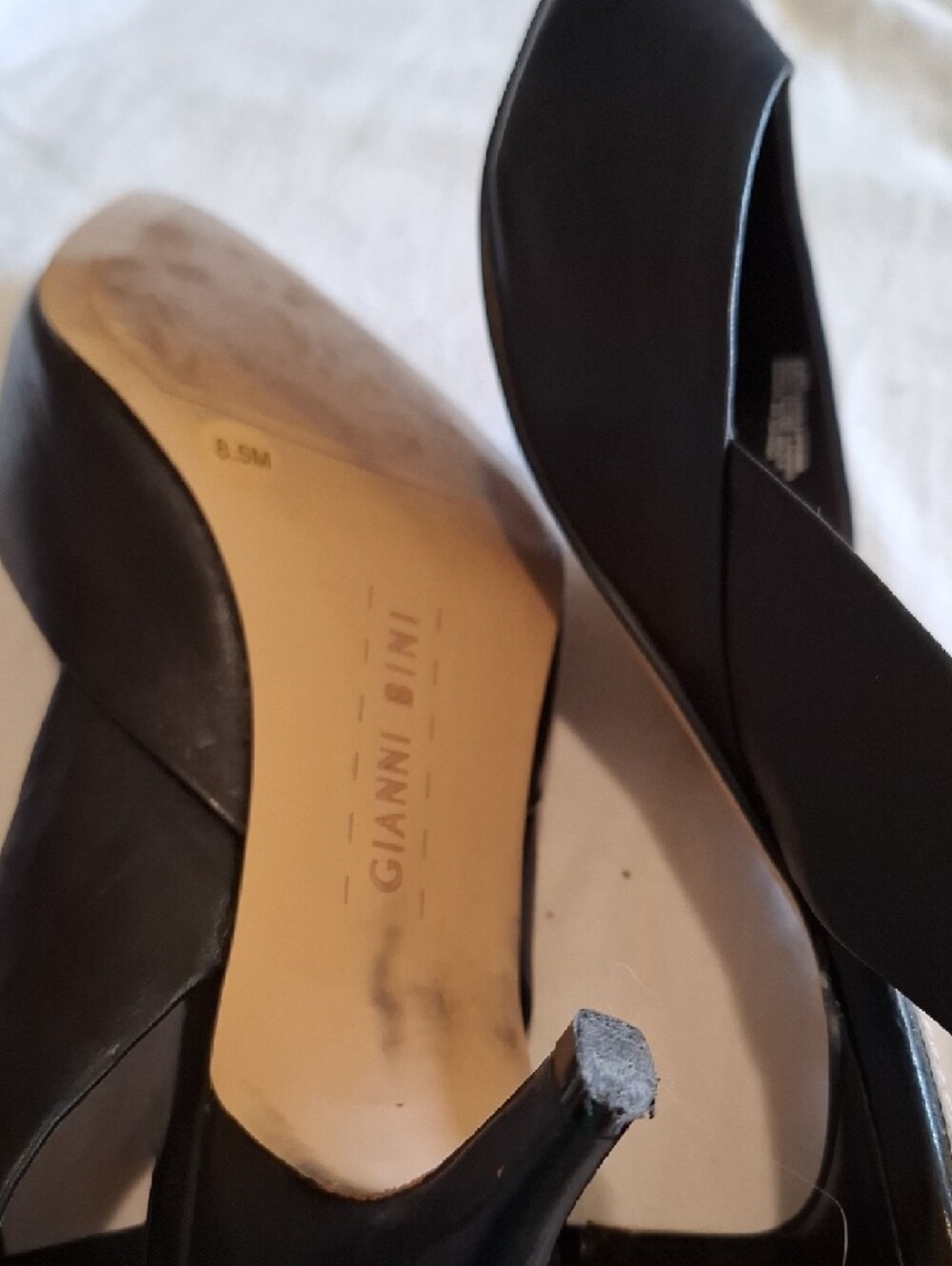 Gianni Bini Black Pointed Ankle Strap Flats - Picture 4 of 7